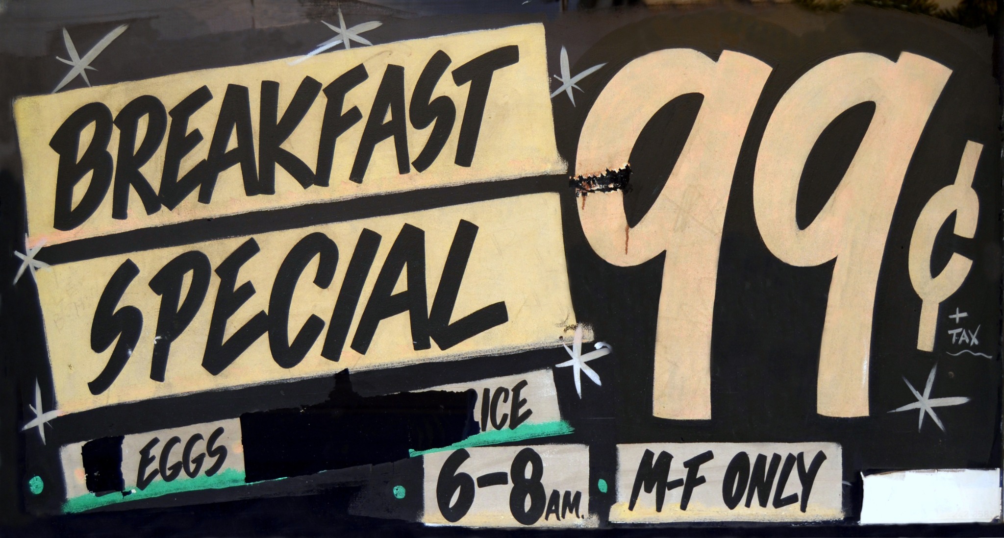 Hand-lettered small business breakfast sign